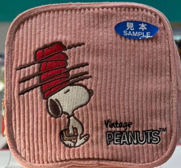 Snoopy × 砂糖奶油樹 燈芯絨化妝包組・方形小物包 1