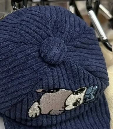 Snoopy 燈芯絨帽子小包（深藍） 1